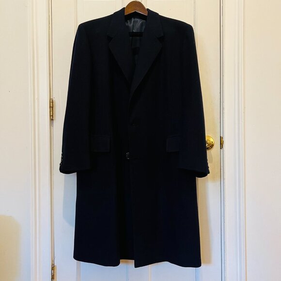 OXXFORD CLOTHES Barrington Topcoat Men’s 40 Wool Herringbone Navy Vintage - Picture 2 of 16